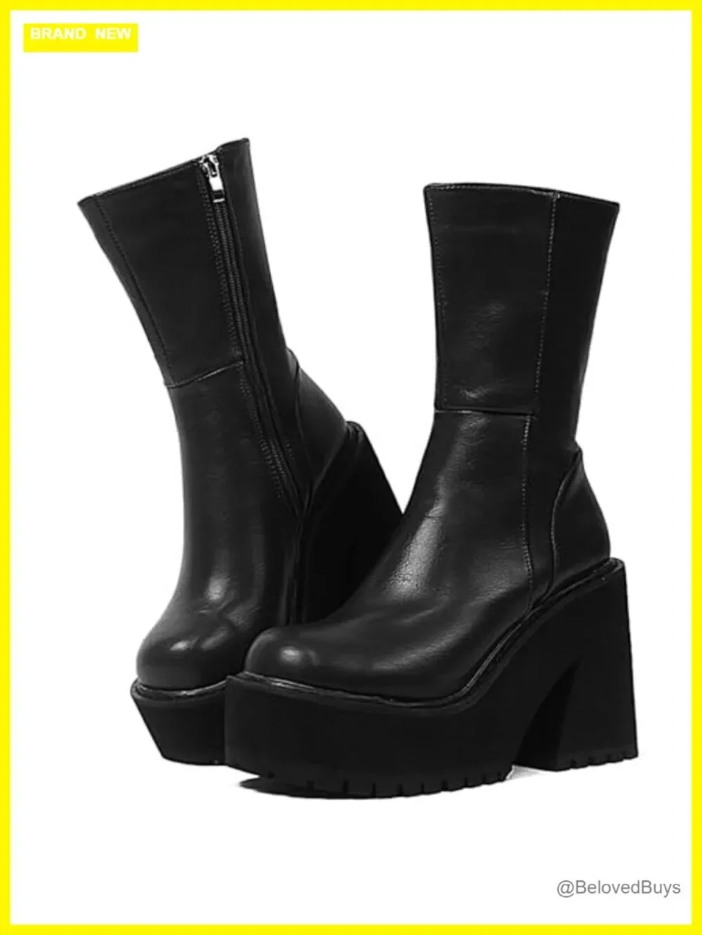 Wedge Heel Ankle Boots Platform Zipper Punk Motorcycle Booties Chunky Block